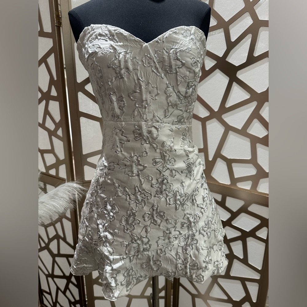 Silver Brocade Short Dress